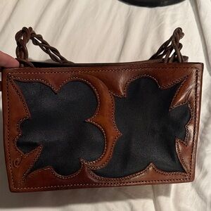 Brown and Black 100% Leather Women's Bag